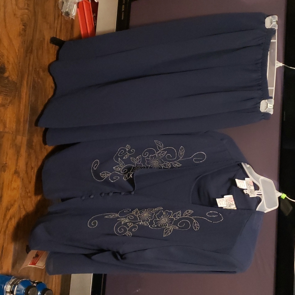 Navy blue 26w skirt suit set